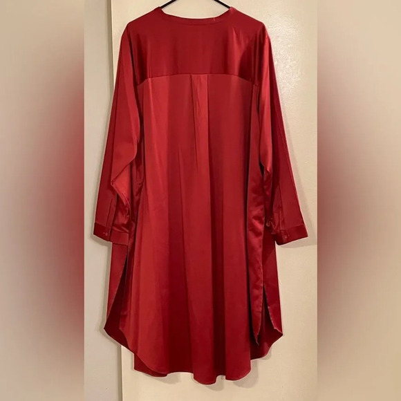 EILEEN FISHER NWOT Recycled Polyester Satin Shirtdress in‎ Serrano - Picture 6 of 10